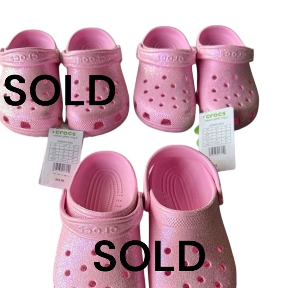 NWTCrocs Kids' Classic Glitter 1 Pair of size J2. The other 2 pairs sold.